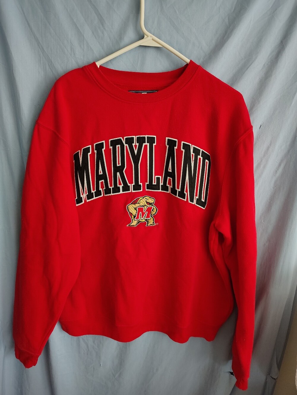 Y2K Maryland Terrapins J America Sweatshirt Large Red Embroidered NCAA